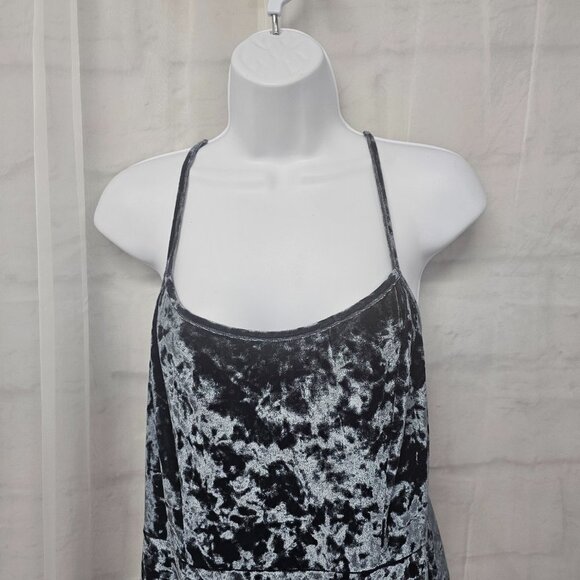 Forever 21 Green Gray Crushed Velvet Sleeveless Mini Dress Boho Fairy Goth 0X - Picture 2 of 9